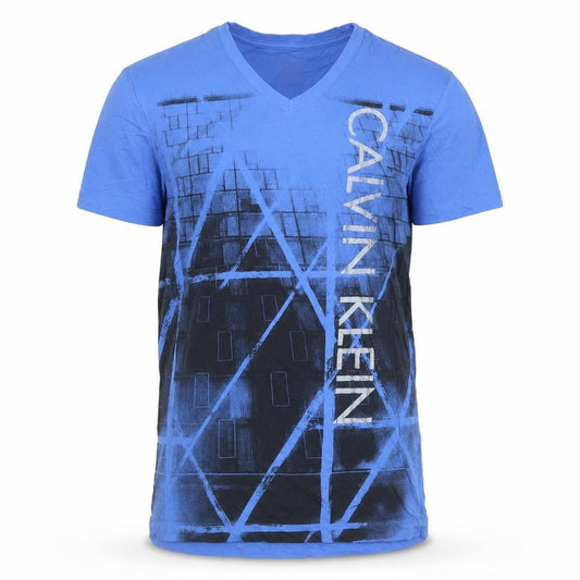 Calvin Womens Klein Blue Geometric T-Shirt, , Size S