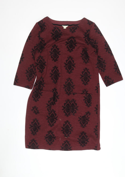 White Stuff Women's Red Geometric Shift Dress Size 12