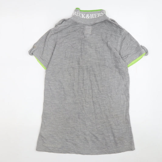 Beck & Hersey Men's Grey S T-Shirt, Logo, Cotton Blend