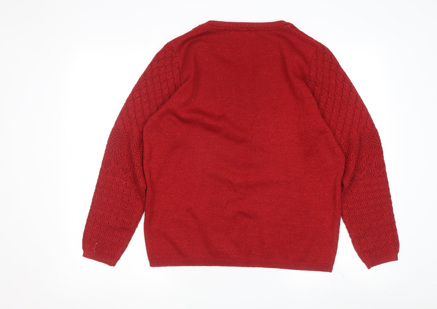 Isle Essentials Women's Red Pullover Long Sleeve Jumper