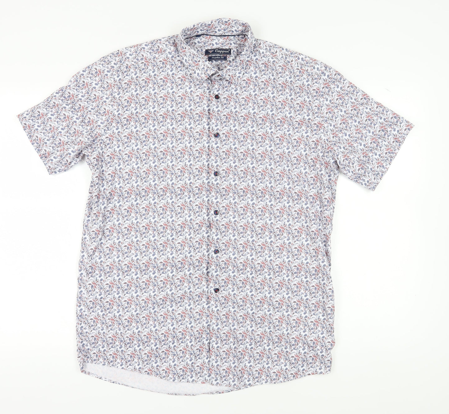 Cappon Men's Multicoloured Floral Shirt - L Size, Short Sleeve