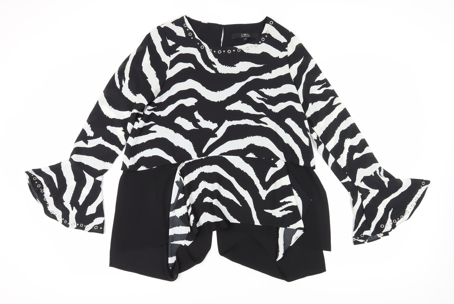 Star by Julien Macdonald Women's Black Zebra Blouse