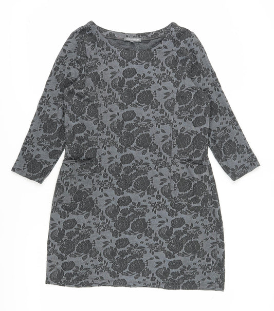 Laura Ashley Women's Grey Floral Dress, Size 12