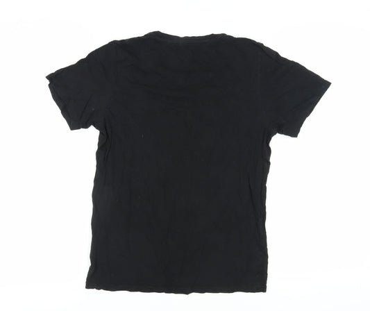 Jack & Jones Men's Black V-Neck T-Shirt, Size S