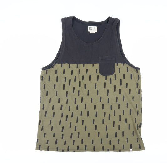 Reef Unisex Black Green Geometric Tank Large