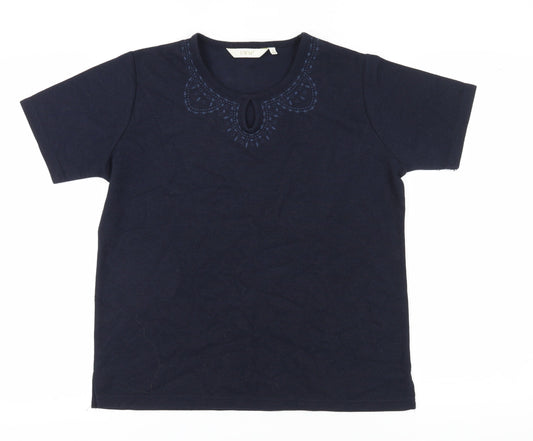 EWM Women's Blue Embroidered T-Shirt Size M