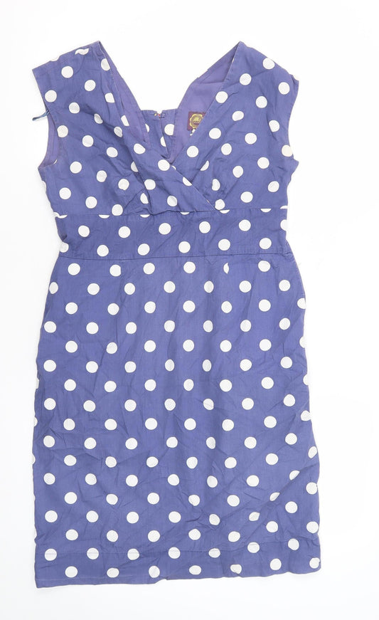 Joules Women's Blue Polka Dot Shift Dress Size 12
