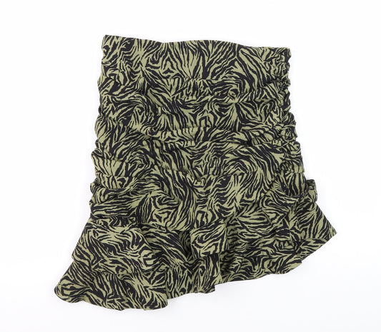 IVIVI Women's Tulip Skirt, Black & Green, Size L