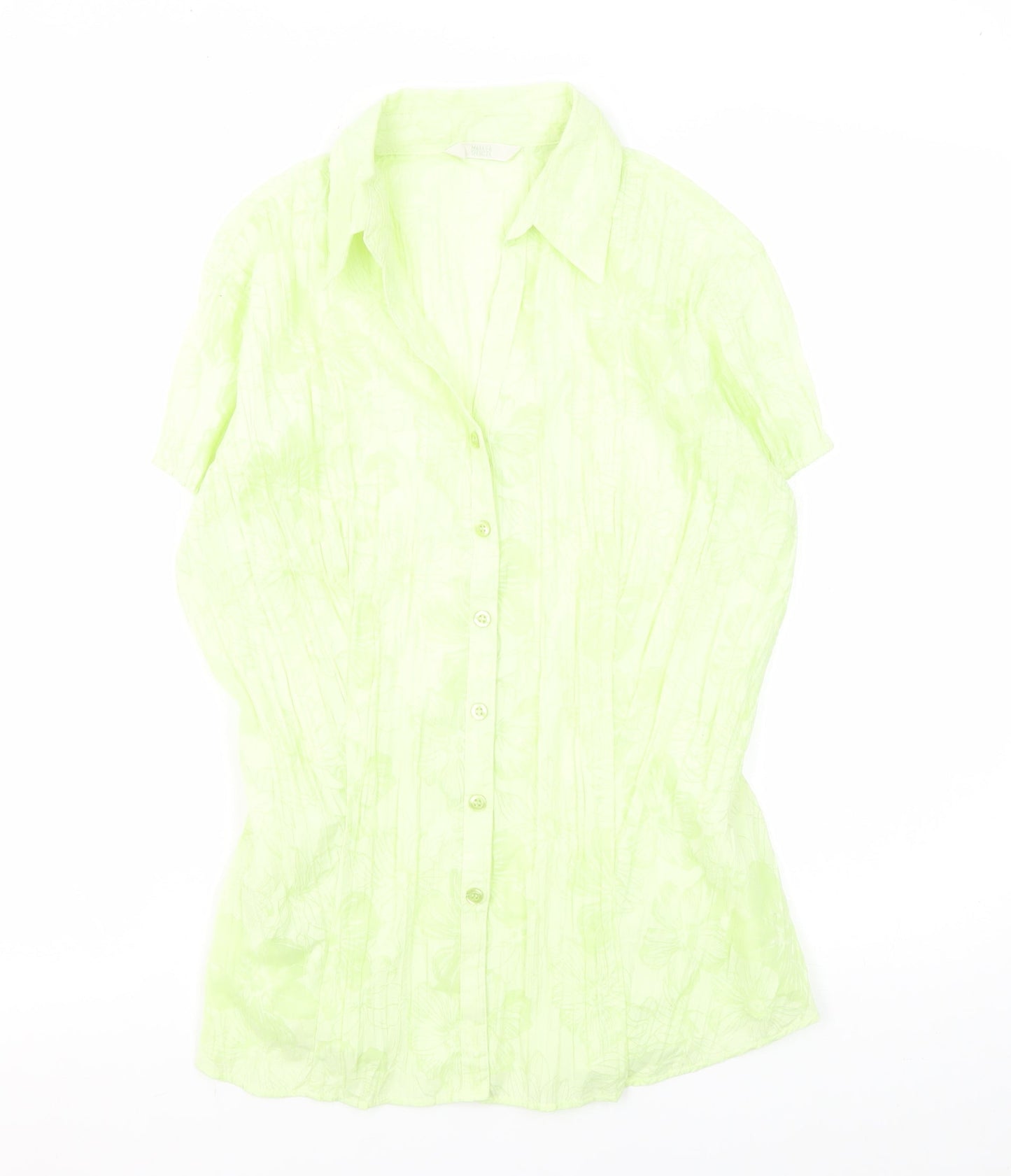 Marks and Spencer Women's Green Floral Button-Up