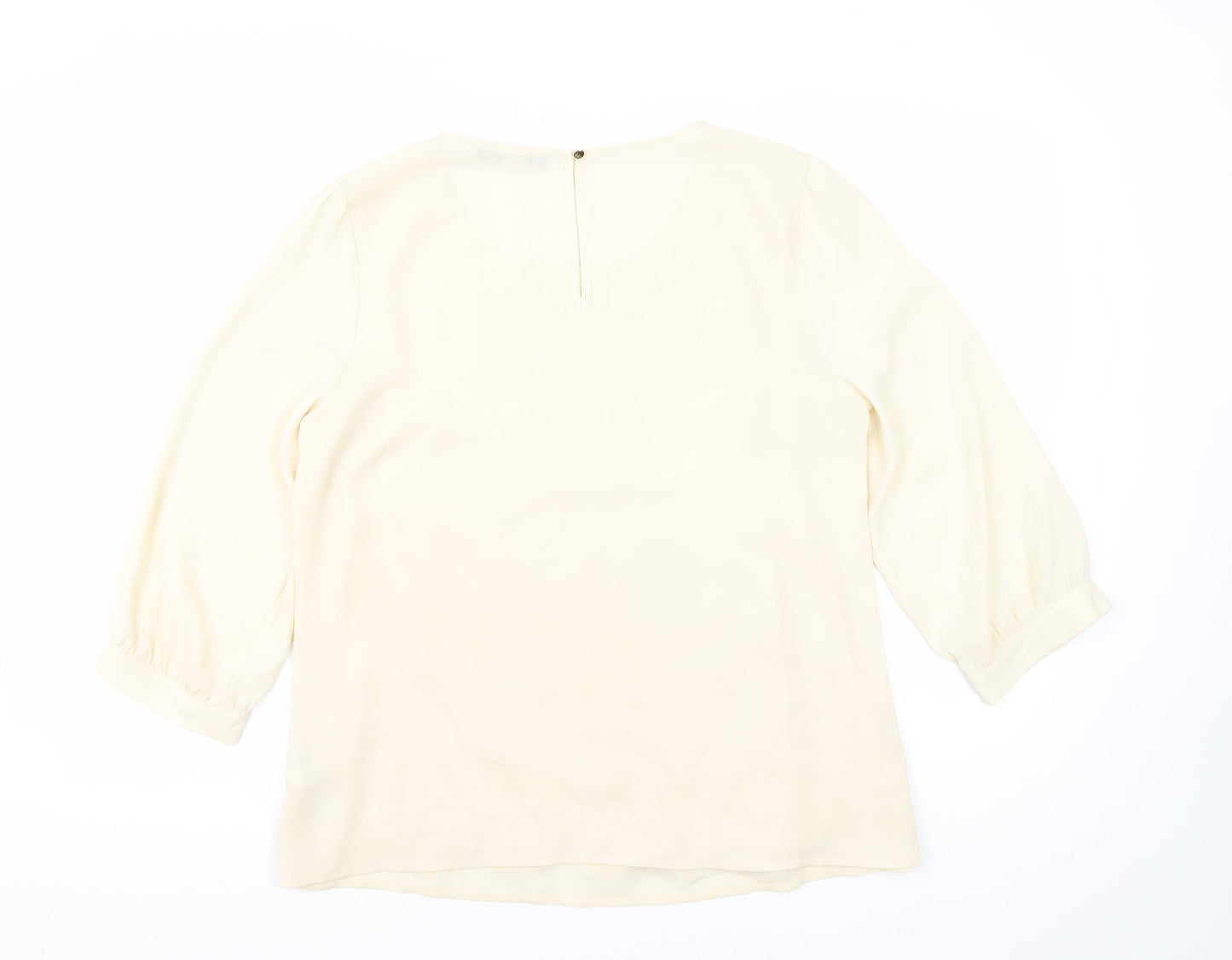 Oasis Women's Ivory Blouse, Size 14, Embroidered Design