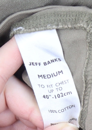 Jeff Banks Men's Beige V-Neck T-Shirt, Medium