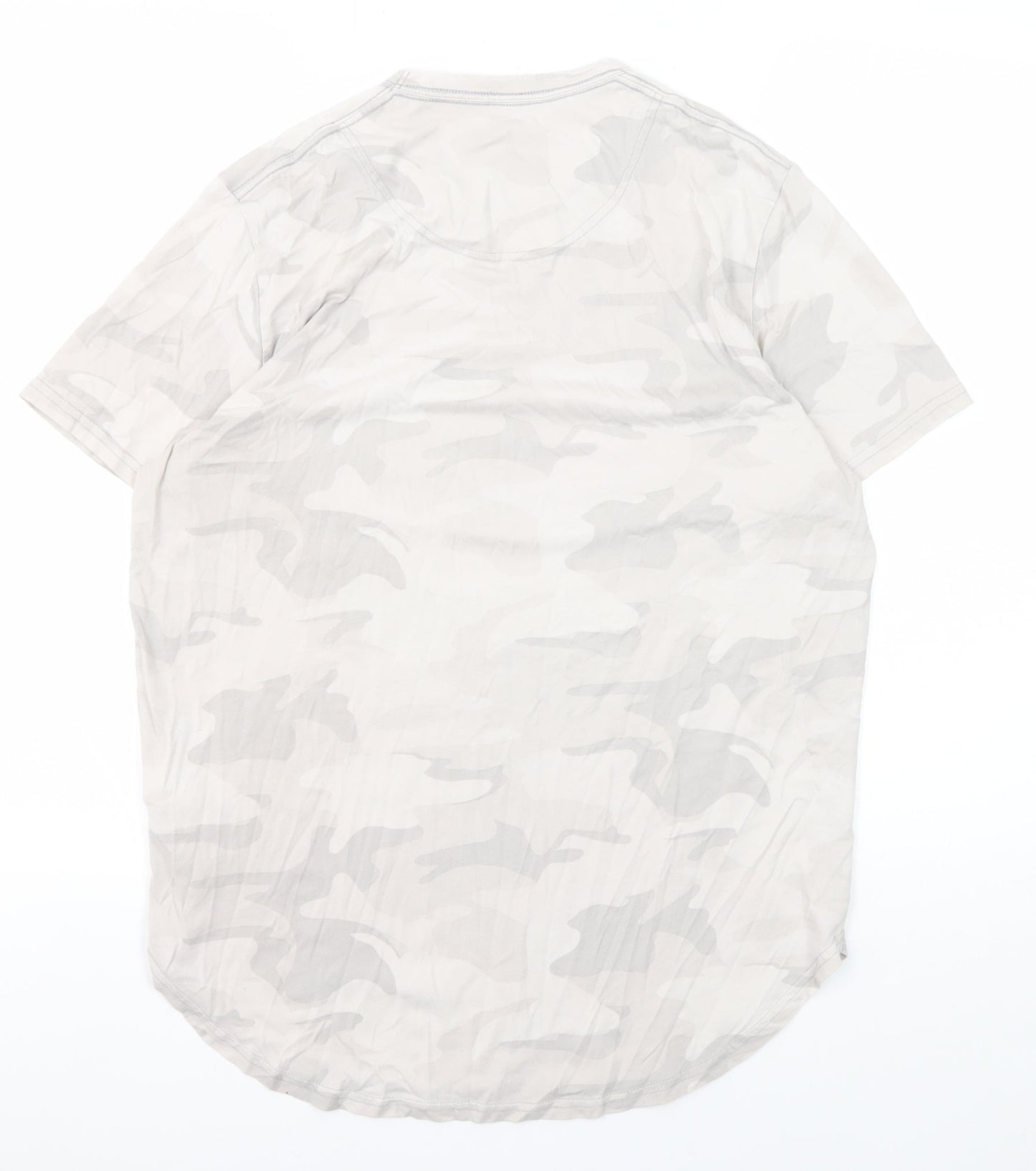 Hollister Men's Grey Camouflage T-Shirt, Size L, Regular Fit