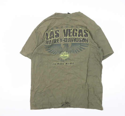 Harley-Davidson Men's Green Biker Tee, Size L