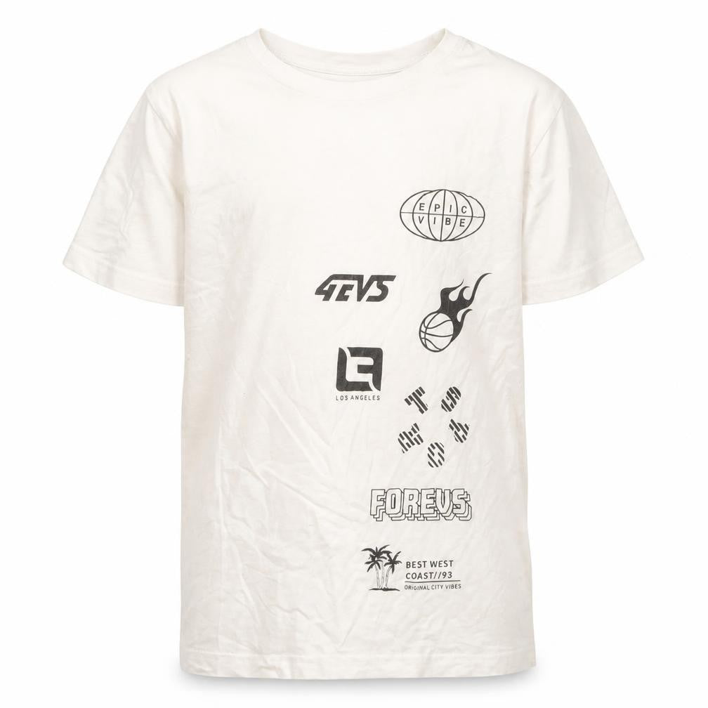 Front view of H&M girls’ white graphic t-shirt, 10-11 years, logo style