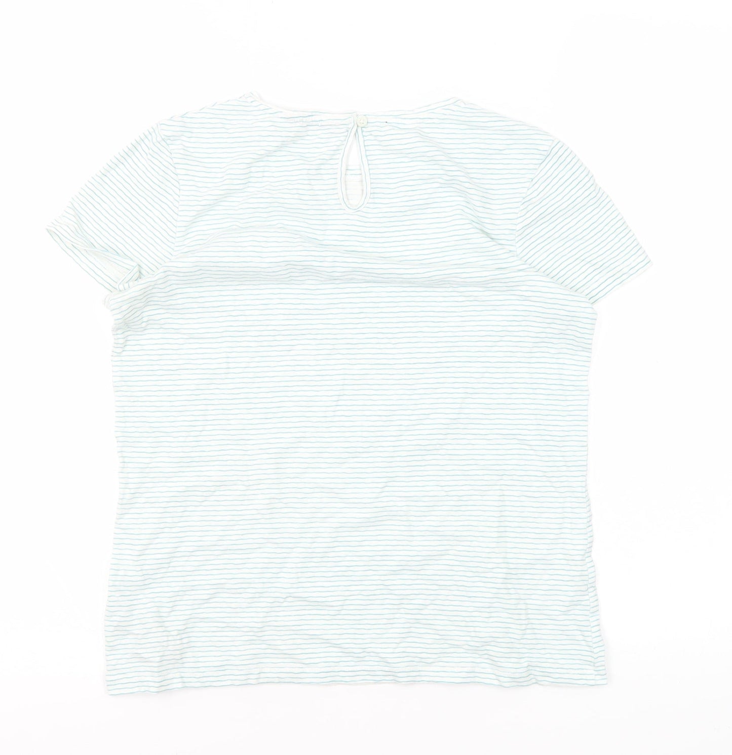 FatFace Girls White Striped T-Shirt 12 Years Tasselled Detail