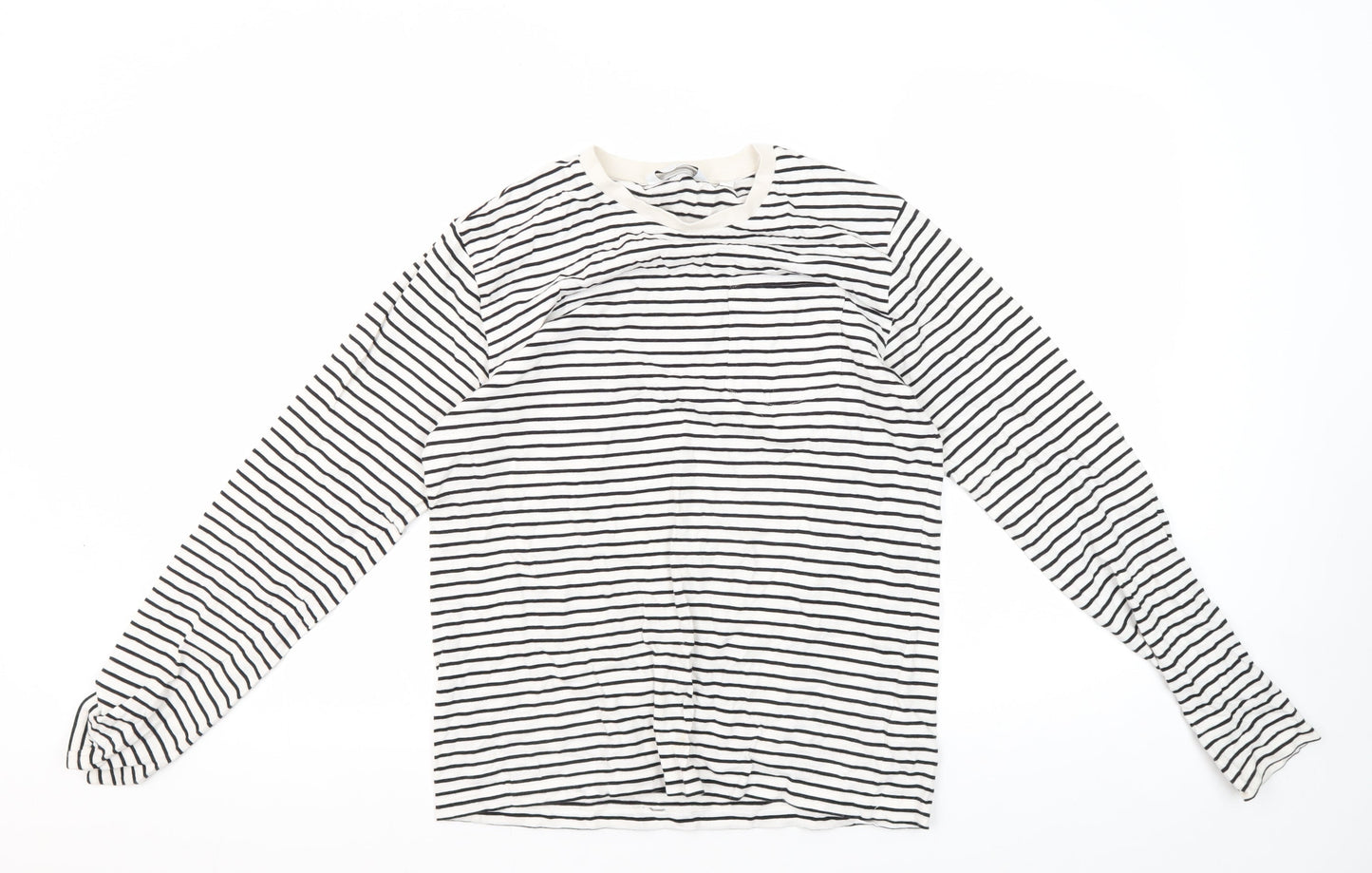 Next Women's Black Striped T-Shirt, Size S, Regular Fit