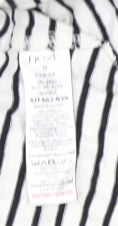 Next Women's Black Striped T-Shirt, Size S, Regular Fit