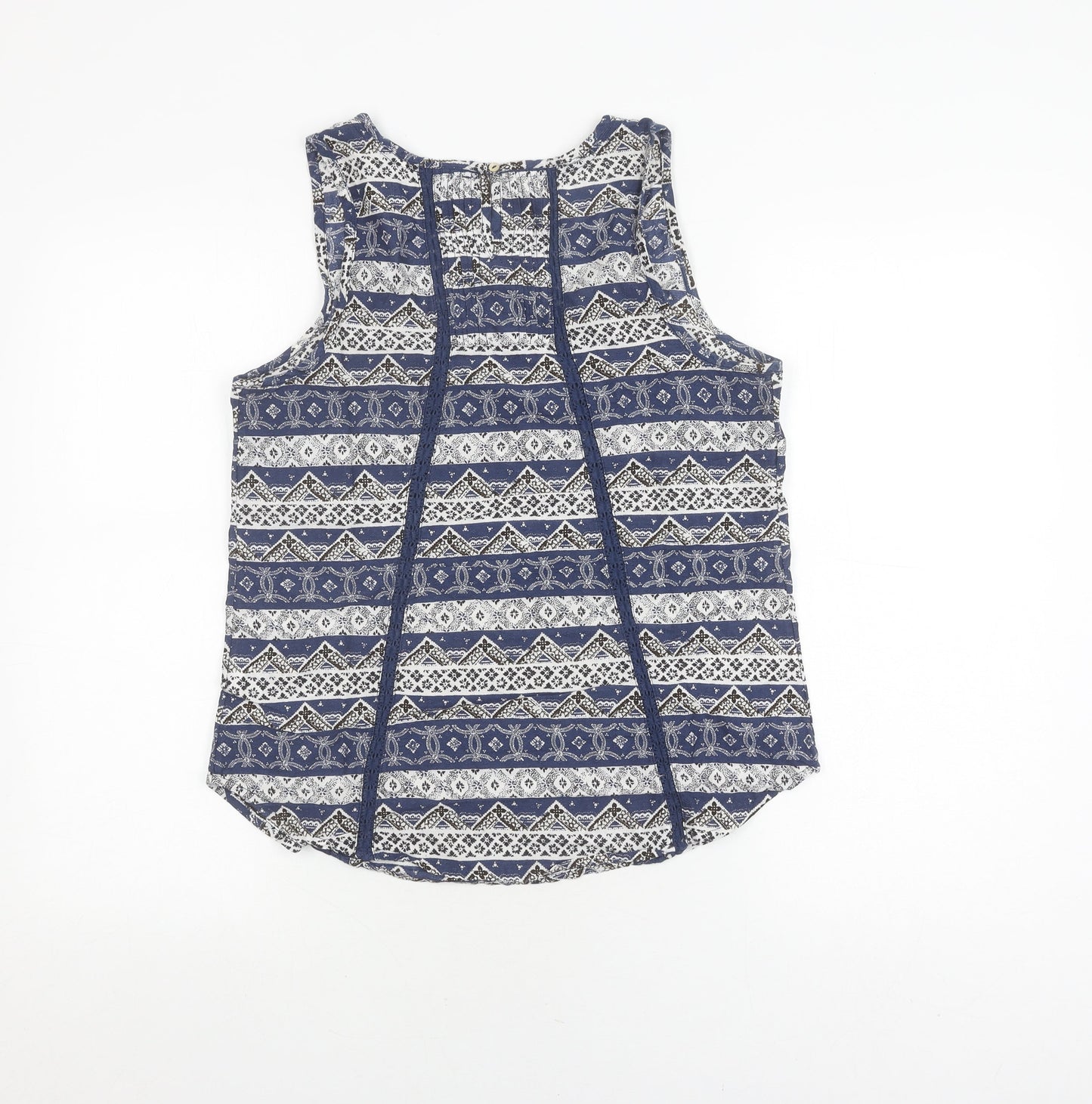 Fat Face Women's Blue Geometric Tank Top, Size 10