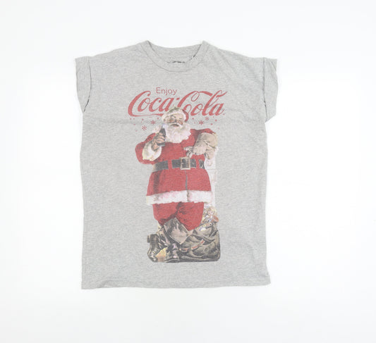 Coca-Cola Grey Graphic T-Shirt Santa Print Unisex R