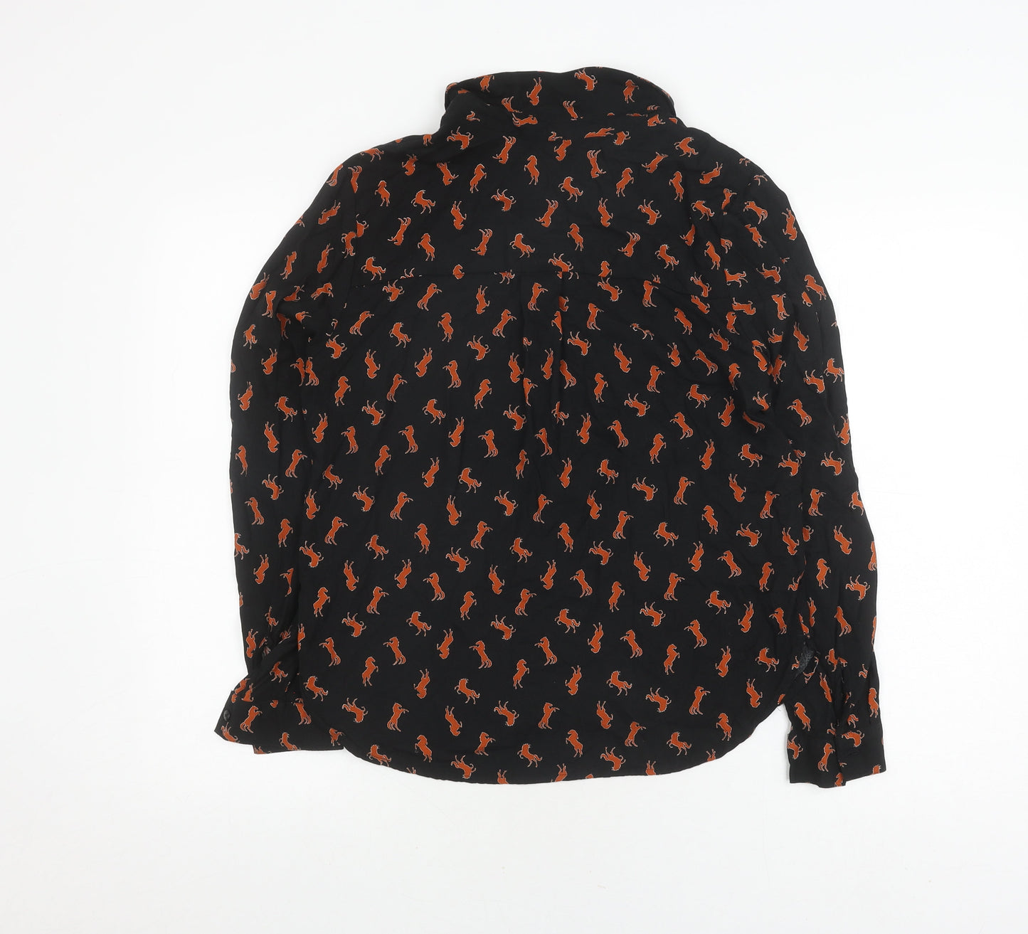 Monki Women's Black Animal Print Blouse, Size S