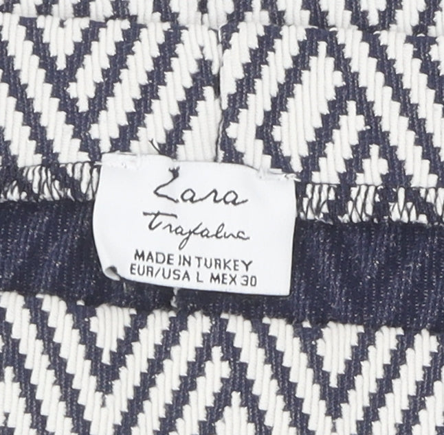 Zara Women’s Blue A-Line Geometric Short Skirt
