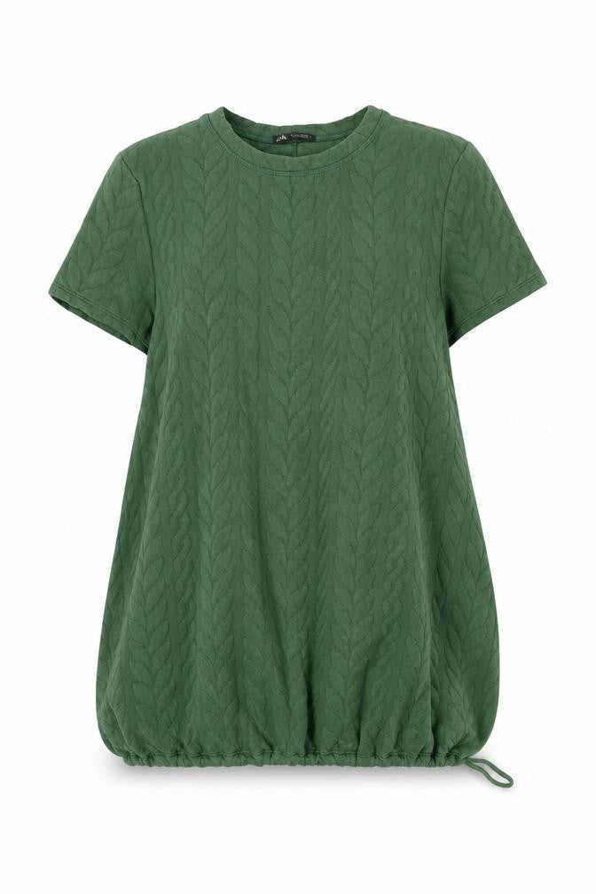 Zara Women's Green Cotton T-Shirt, Size 12, Casual Style