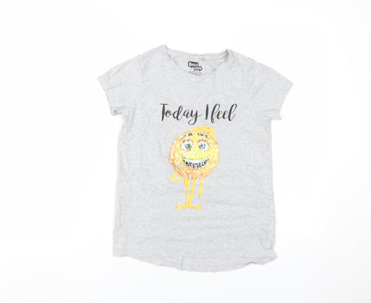 Next Girls Grey Emoji Sequin T-Shirt 12 Years