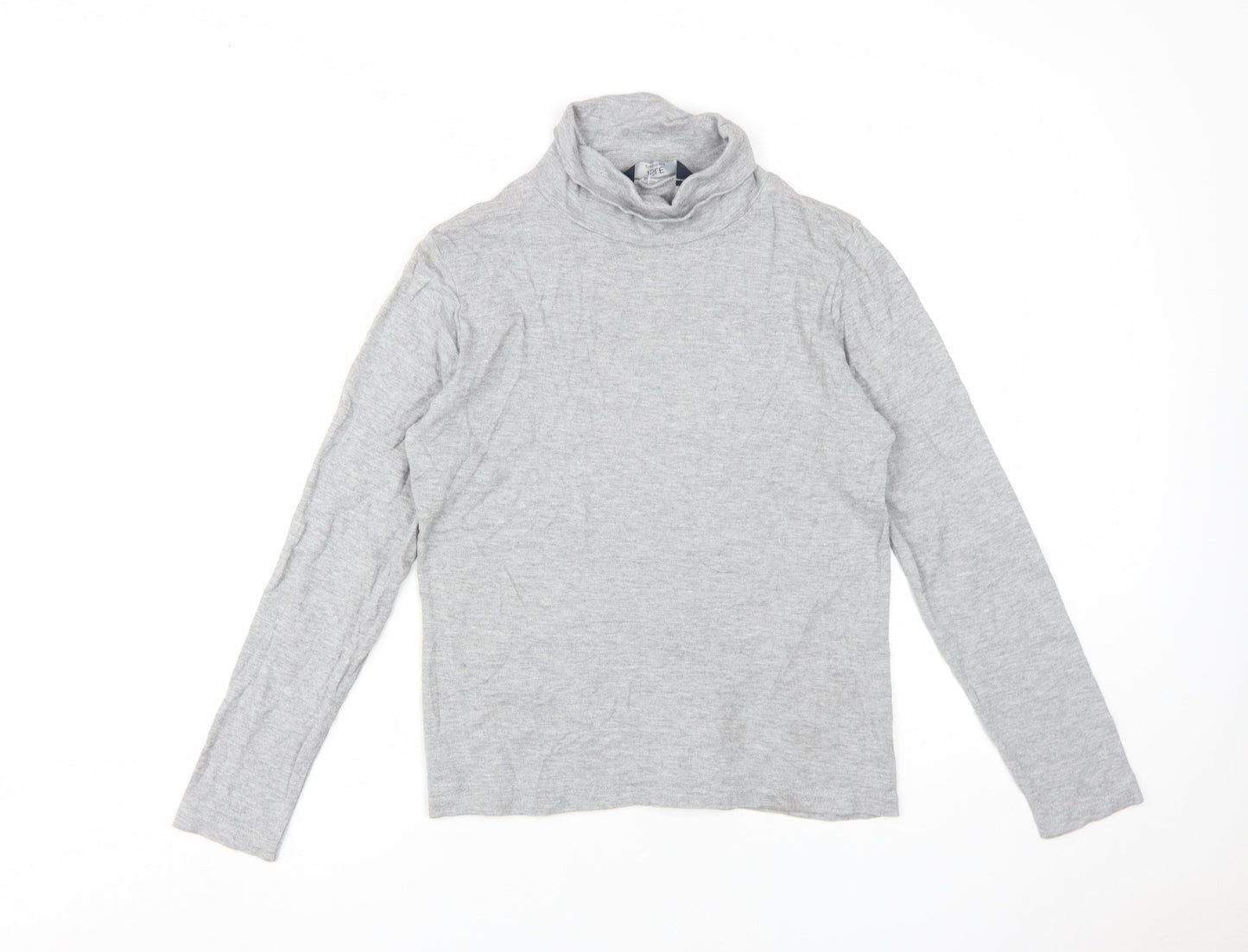 ISLE ESSENTIALS Women's Grey Roll Neck Long Sleeve T-Shirt