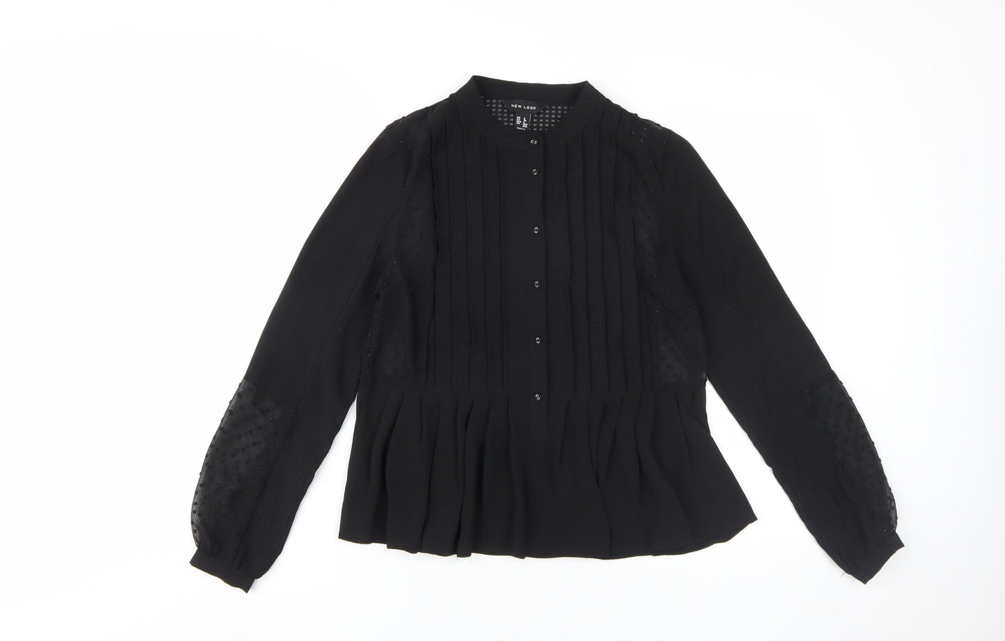 New Look Women's Black Blouse, Size 8, Long Sleeve