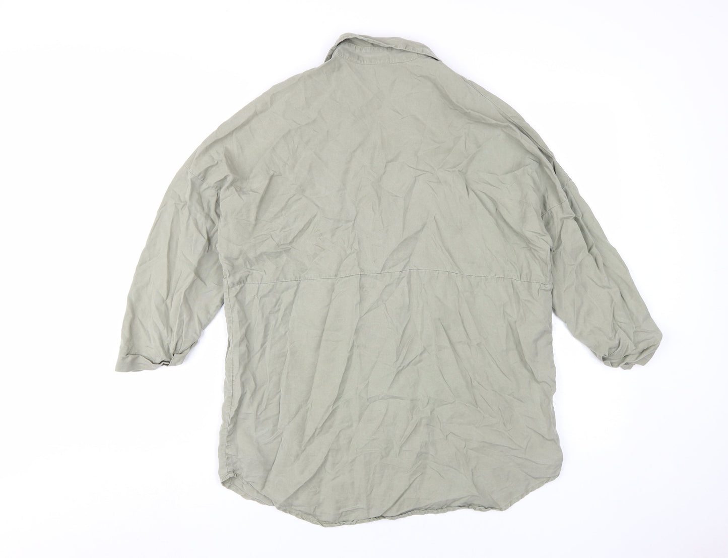 Zara Women's Green Button-Up Shirt XS Relaxed Fit