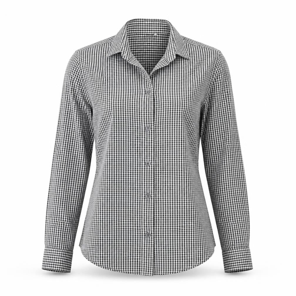 Disley Women's Black Check Button-Up Shirt, Size 8