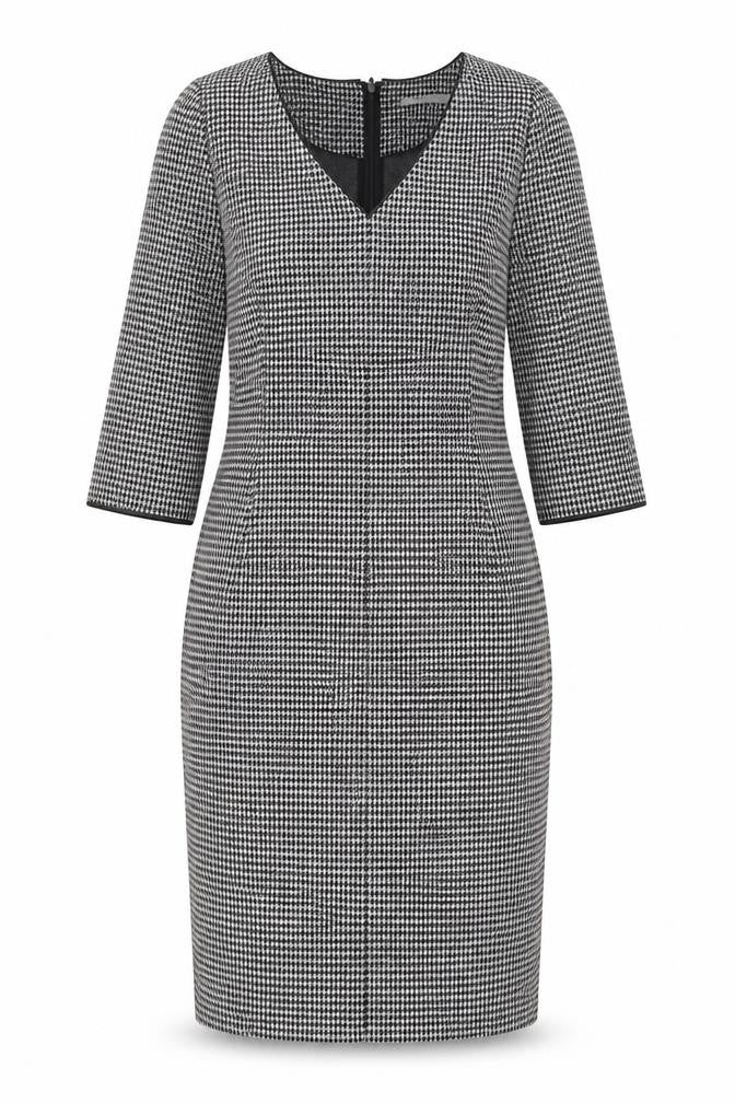 Oui Women's Black Houndstooth Pencil Dress Size 12