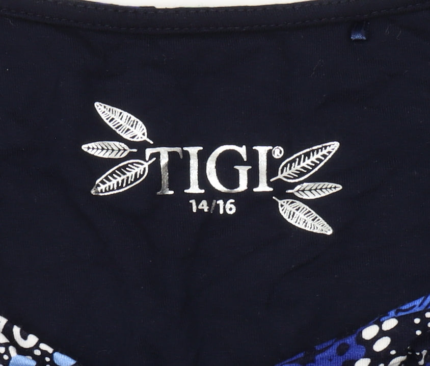 TIGI Unisex Blue Floral Relaxed T-Shirt Size 16
