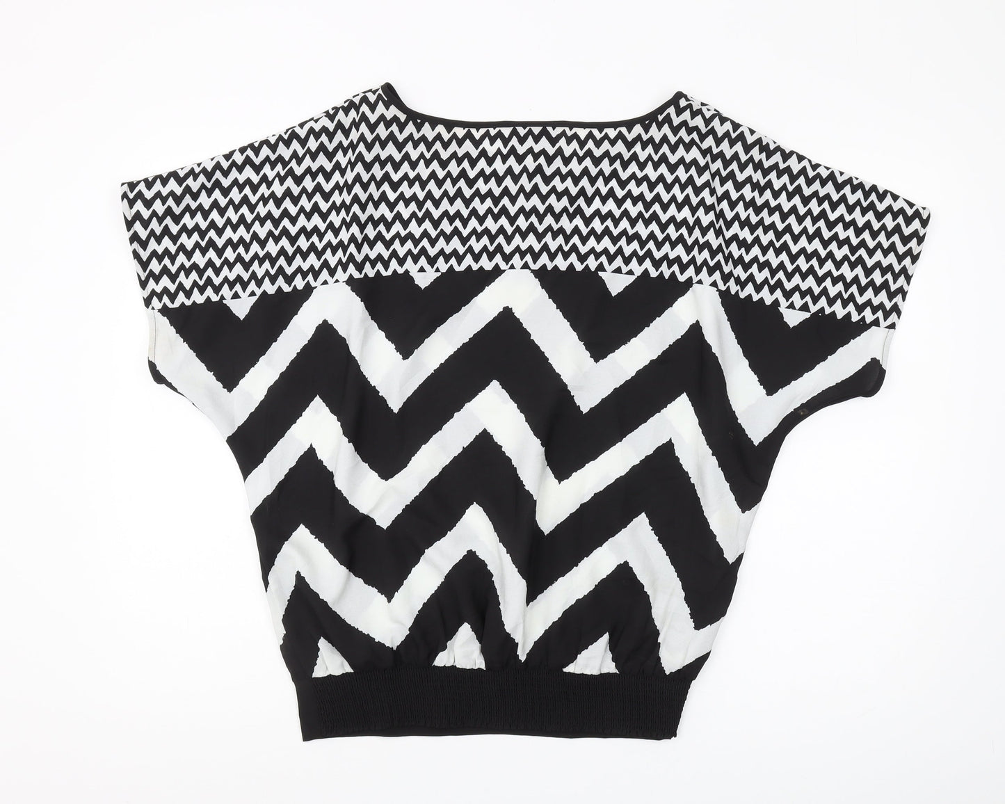 eci New York Women's Black Geometric Pattern Tee L