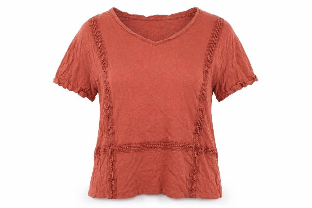 Womens UK Size M Long Tall Sally Red Cotton Blend T-Shirt