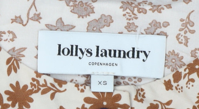 Lollys Laundry Women's Floral Beige Midi Shirt Dress XS