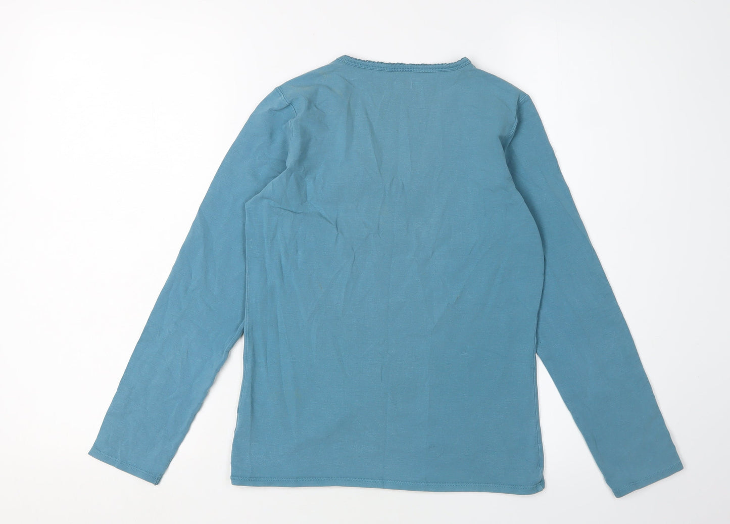 GAP Women’s Blue V-Neck Cotton Blend Long Sleeve T-Shirt