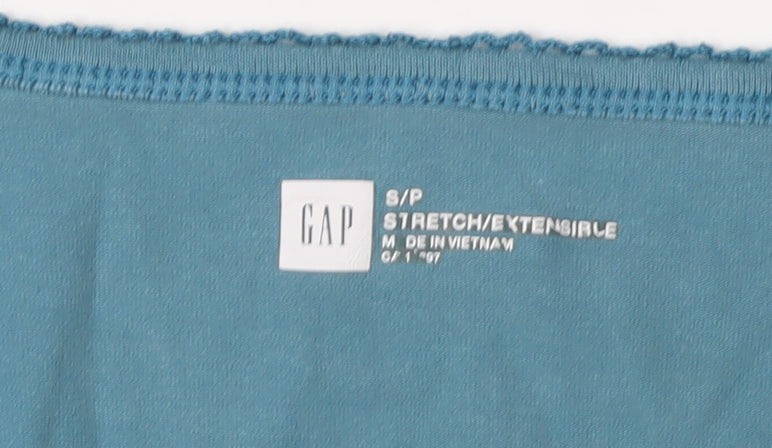 GAP Women’s Blue V-Neck Cotton Blend Long Sleeve T-Shirt