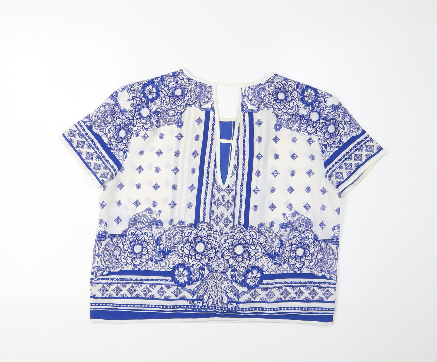 River Island Women's Blue Floral Blouse Size 12 Regular