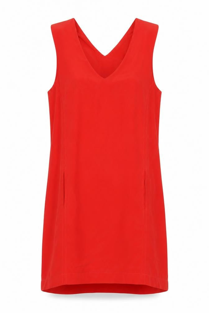 Zara Women's Red V-Neck Shift Dress L