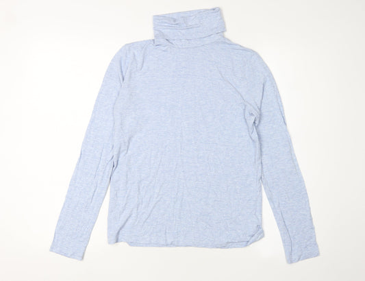 Hobbs Women's Blue Roll Neck Jersey T-Shirt M