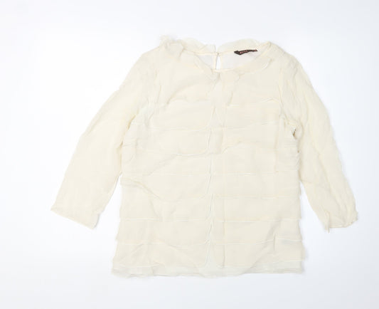 Reiss Ivory Silk Blouse, Women’s Size 10, Tunic Style