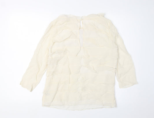 Reiss Ivory Silk Blouse, Women’s Size 10, Tunic Style
