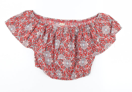 Hollister Women’s Red Geometric Off Shoulder Blouse M