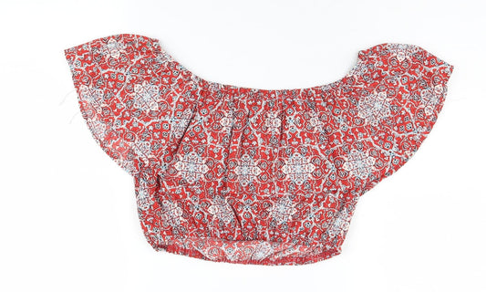 Hollister Women’s Red Geometric Off Shoulder Blouse M