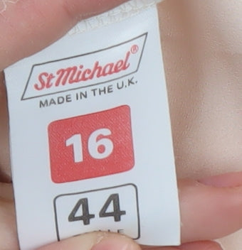 St Michael Women's Beige Blouse Size 16 Vintage Style
