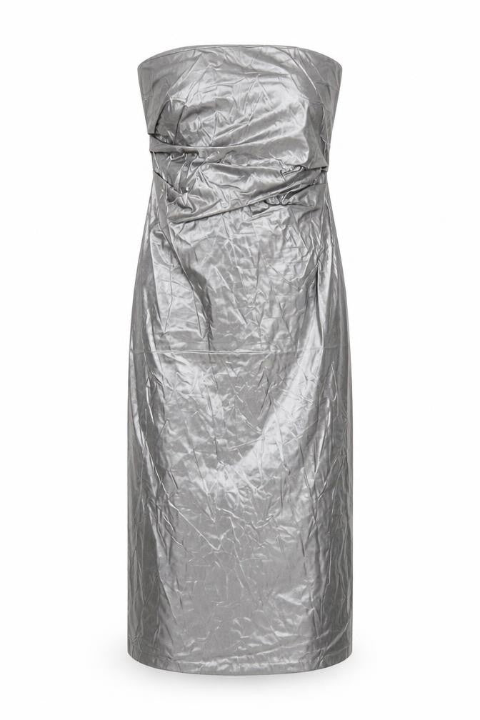 Zara Women's Silver Strapless Midi Party Dress M