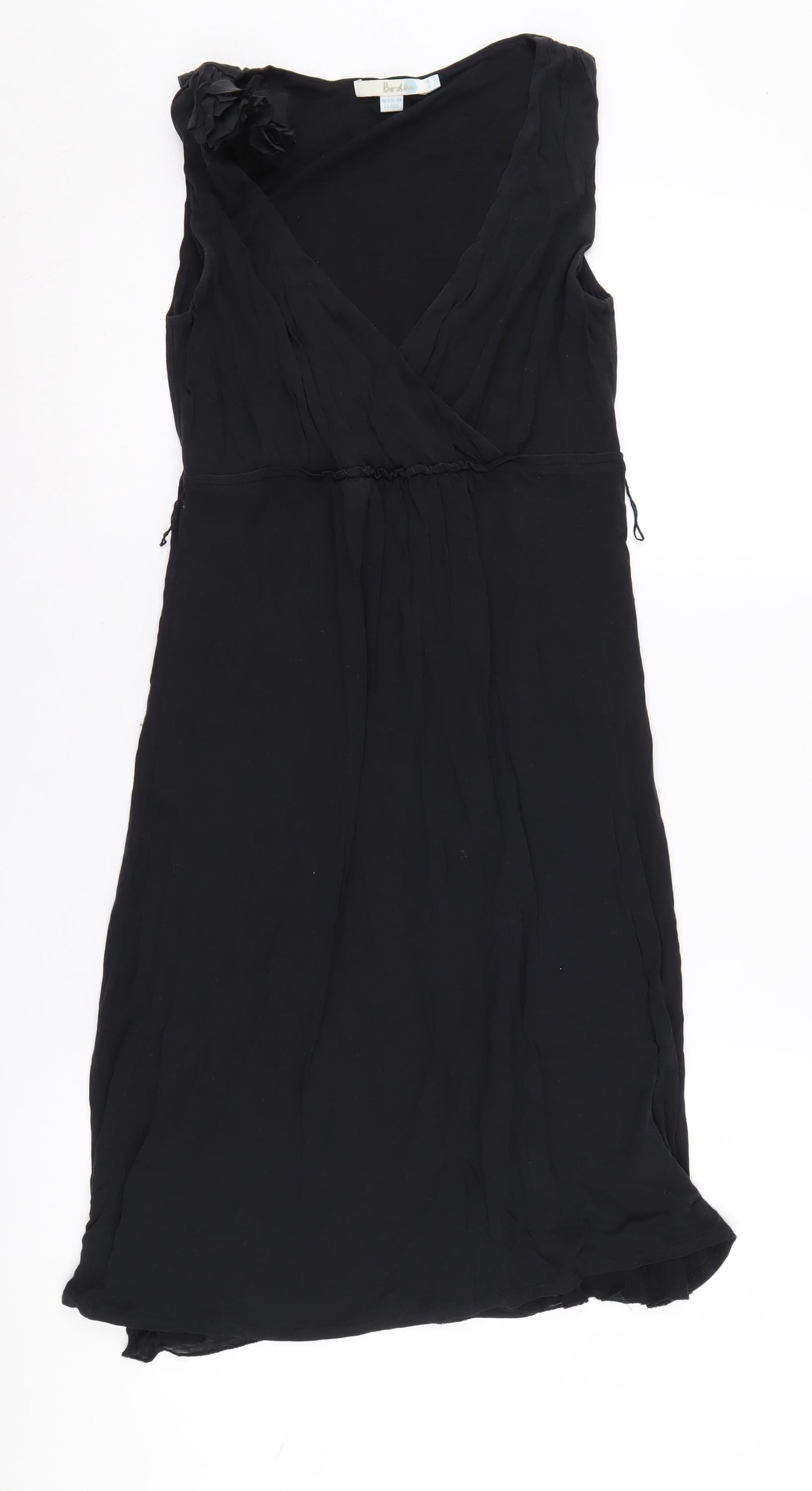 Boden Women's Black Wrap Dress, Size 8, V-Neck