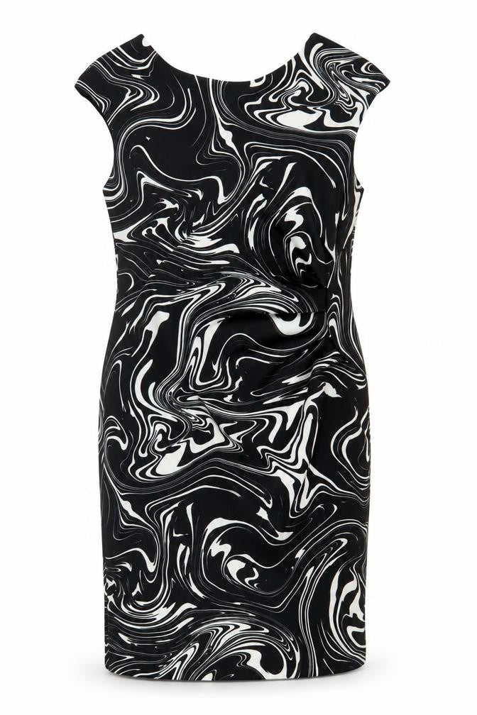 Front view of Roman Women's Black Knee Length Sheath Dress, size 14