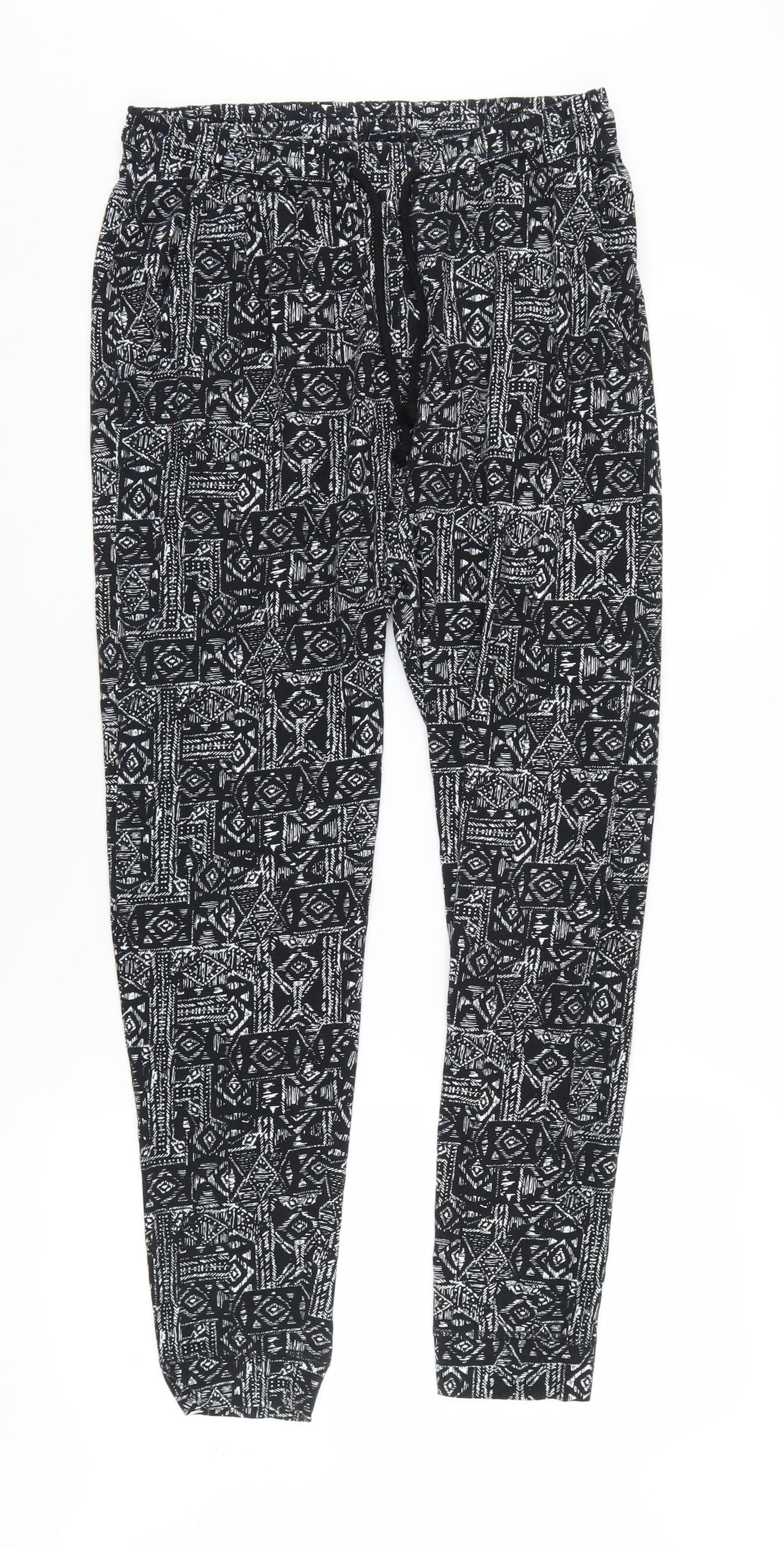 H&M Women's Black Geometric Jogger Trousers S